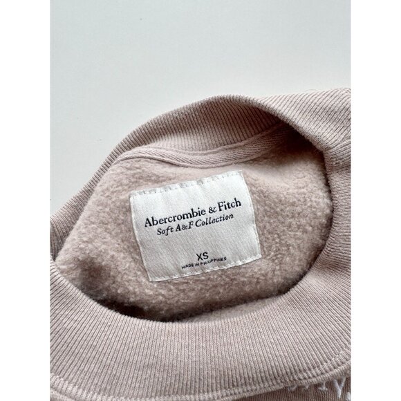 ABERCROMBIE & FITCH Taupe Cotton Fleece Embroidered Crew Sweatshirt, Size XS - Picture 13 of 15